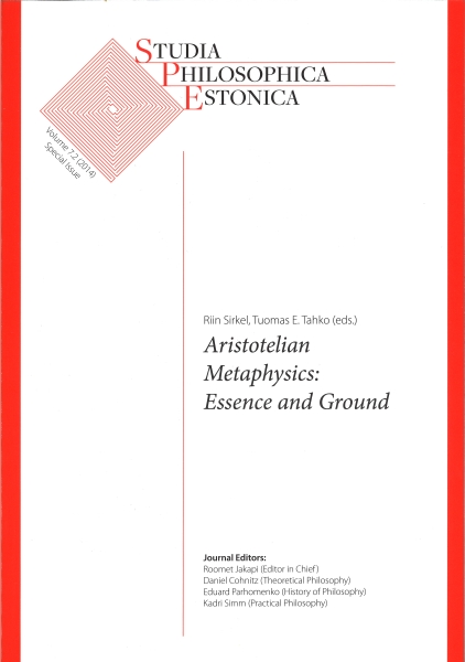 Aristotelian Metaphysics: Essence and Ground. Edited by Riin Sirkel and Tuomas E. Tahko. Studia Philosophica Estonica Vol 7.2 (2014).